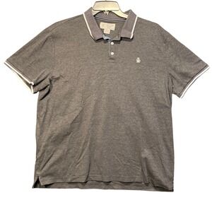 Original Penguin Mens XXL Gray Heather Tipped Short Sleeve Polo Cotton Blend